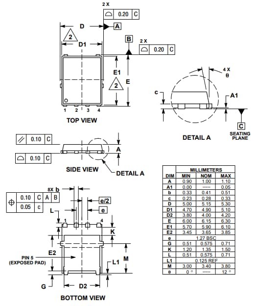 Plan mécanique - onsemi Redresseur Schottky NRVB5100MFS